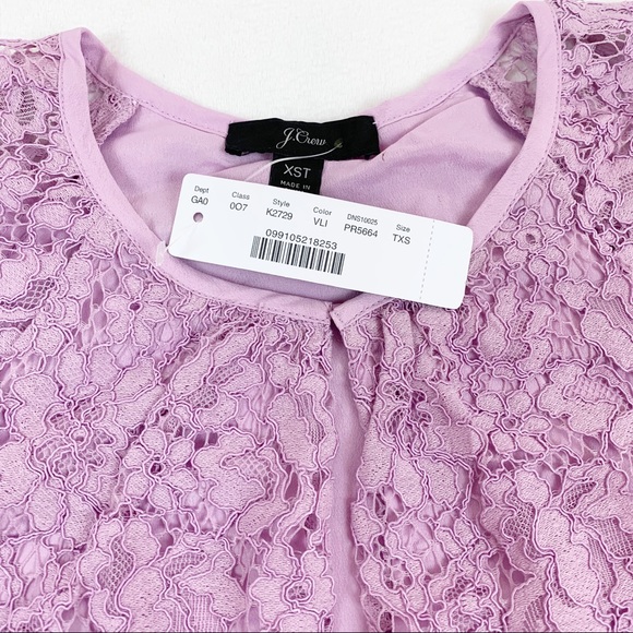 J Crew short sleeve lace blouse top lilac purple - Picture 5 of 8
